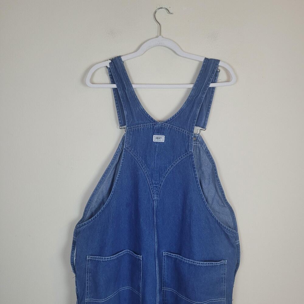 Liberty Overalls Mens 38x28 Blue Denim Bib Workwear Carpenter Utility Pockets - Picture 4 of 6